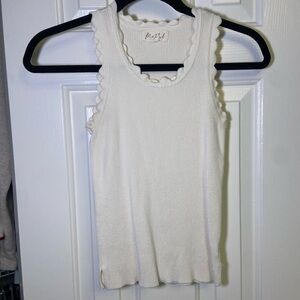 Marled Cream Scallop Edge Tank Top